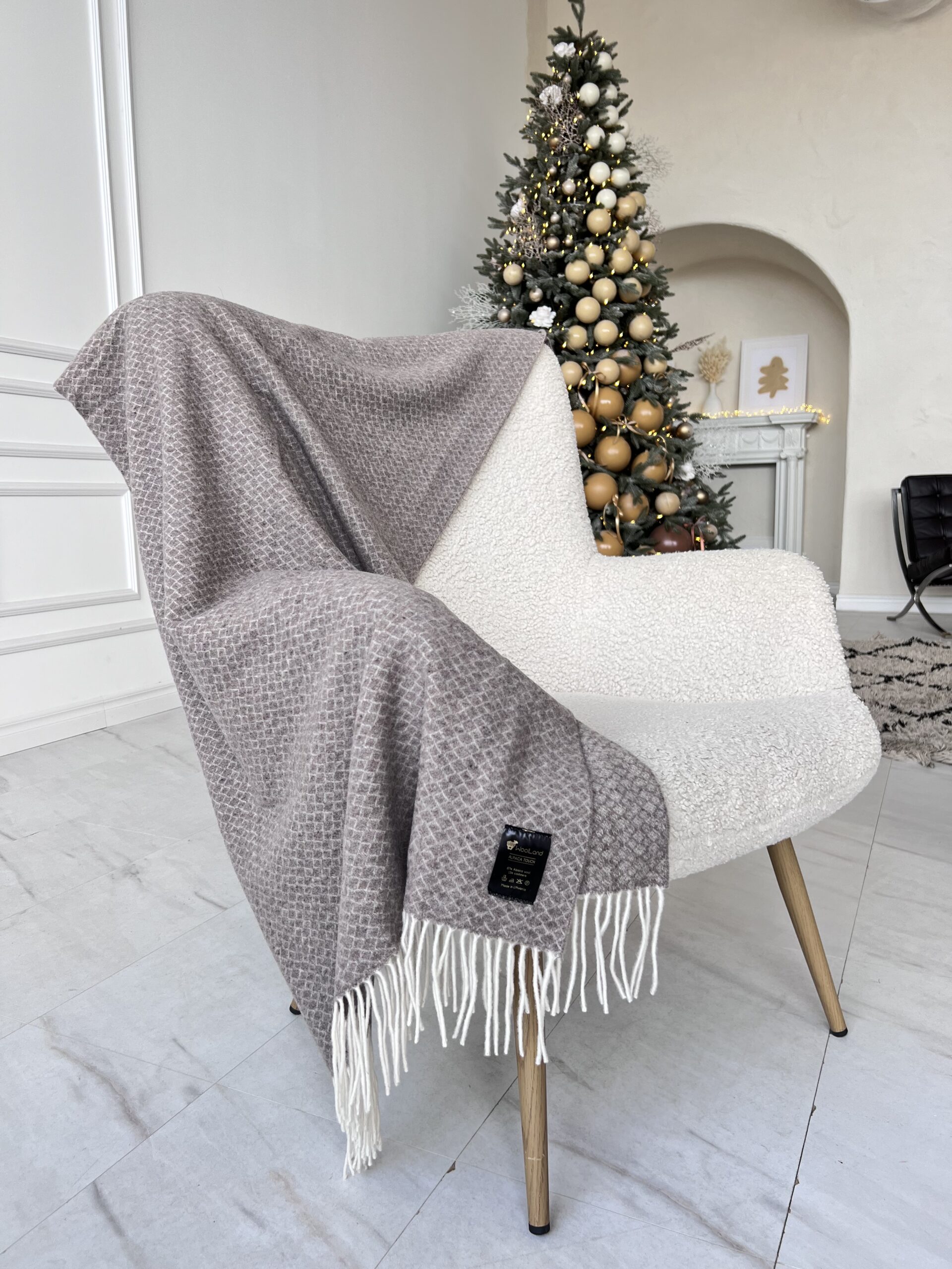 WOOLLAND Alpaca Touch pehmeä ylellinen ruudullinen kangas, jossa on kashmiria 140x200