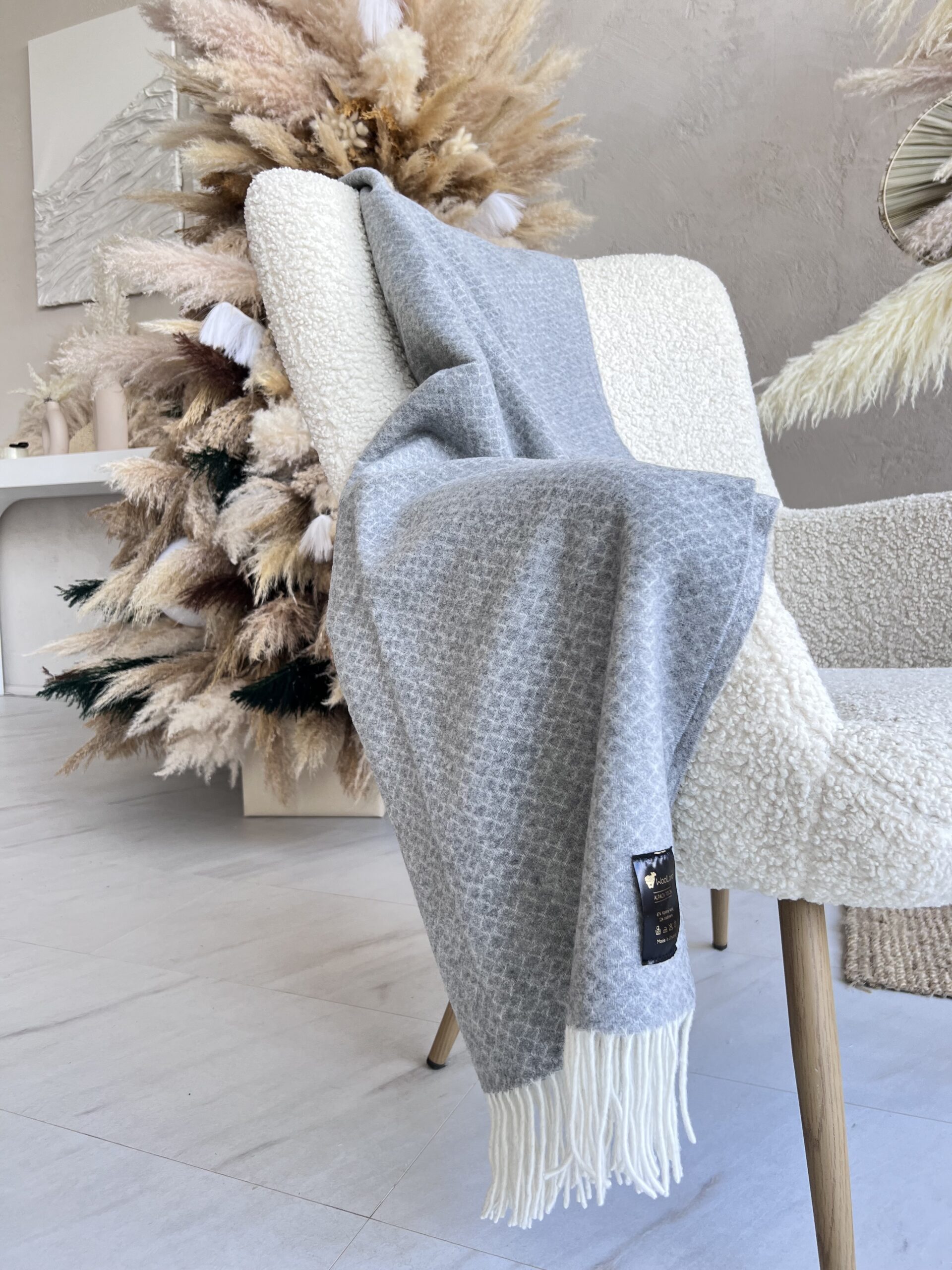 WOOLLAND Alpaca Touch pehmeä ylellinen ruudullinen kangas, jossa on kashmiria 140x200