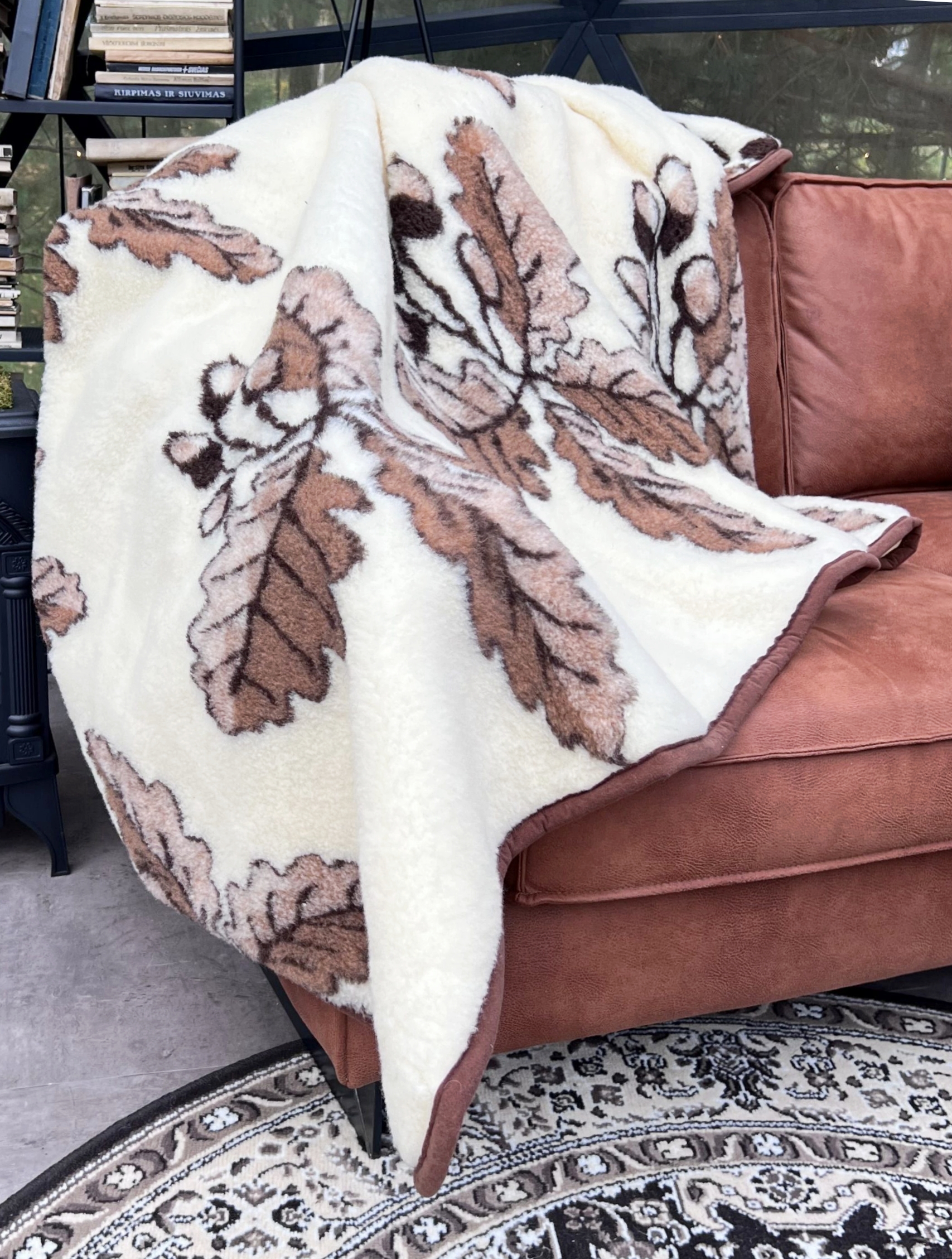 Luonnollinen 100% merinovillainen kevyt huopa - ruutu OAK