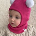 Merinovillainen lasten kypärä vaaleanpunainen POMPONAS