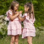 Vaaleanpunainen musliinipuuvillasetti LITTLE BEAN