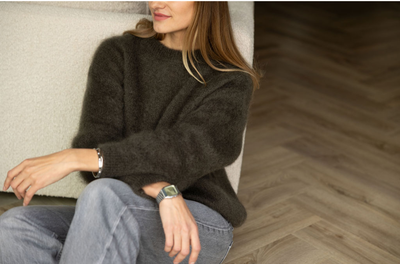 Naisten mohairvillainen pooloneule KHAKI