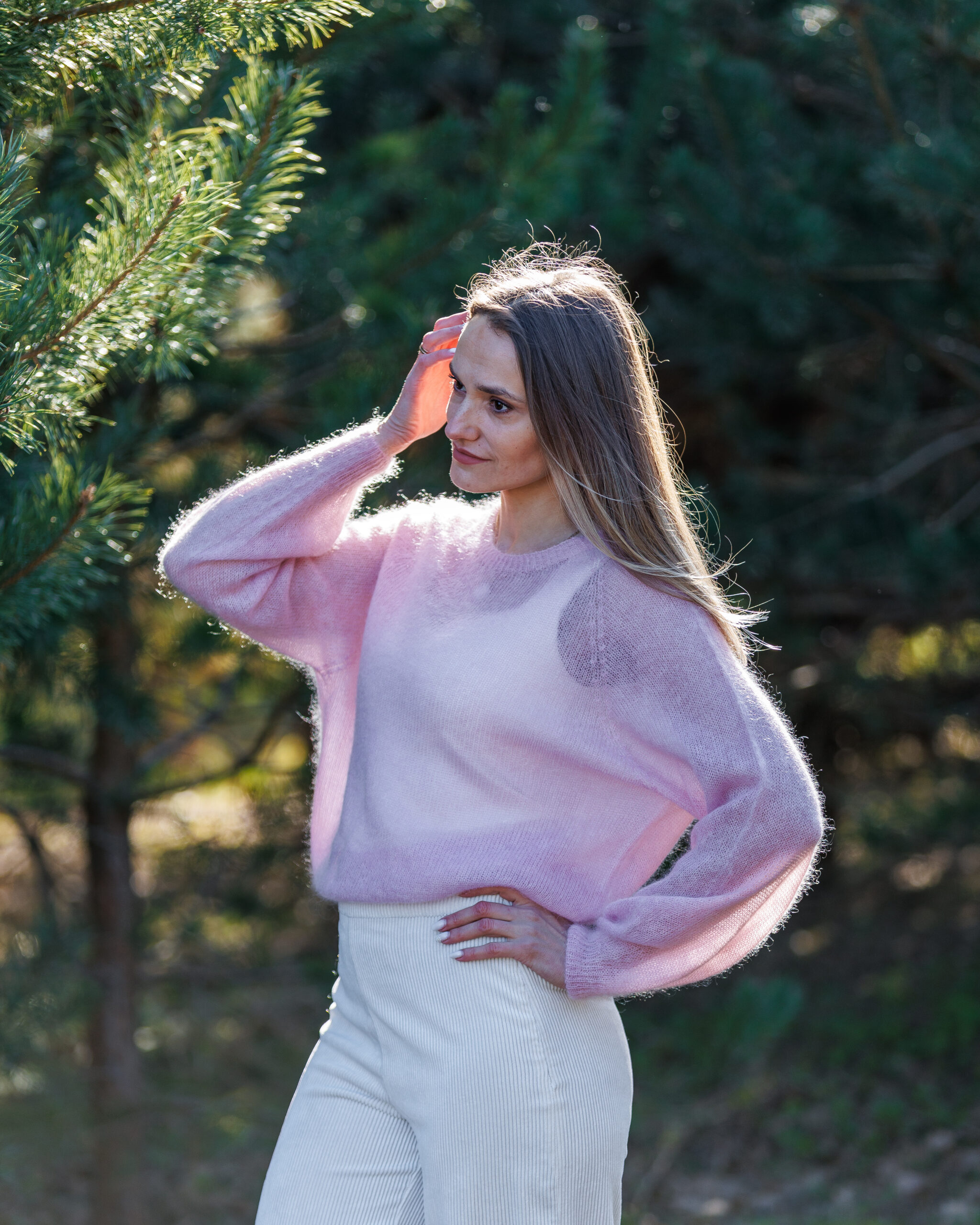 Lasten moheerivillainen pusero ROSE PINK