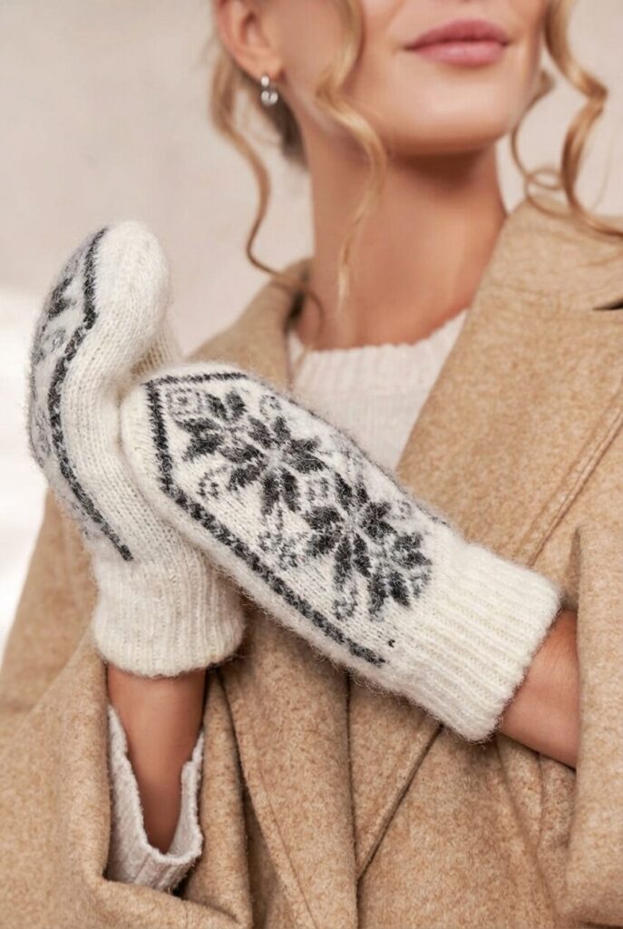 Naisten valkoiset merinovillalappaset SPEIGAS, WoolLando