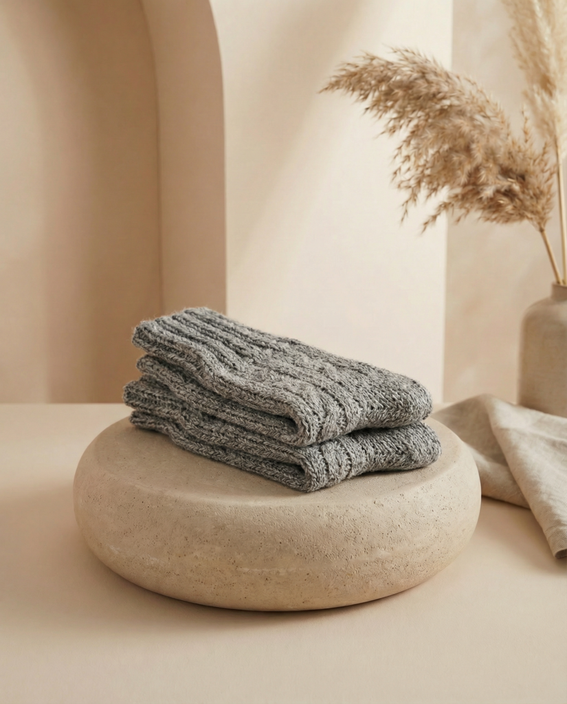 Käsintehdyt lampaanvilla- ja koiranvillasukat EMBER, WoolLando