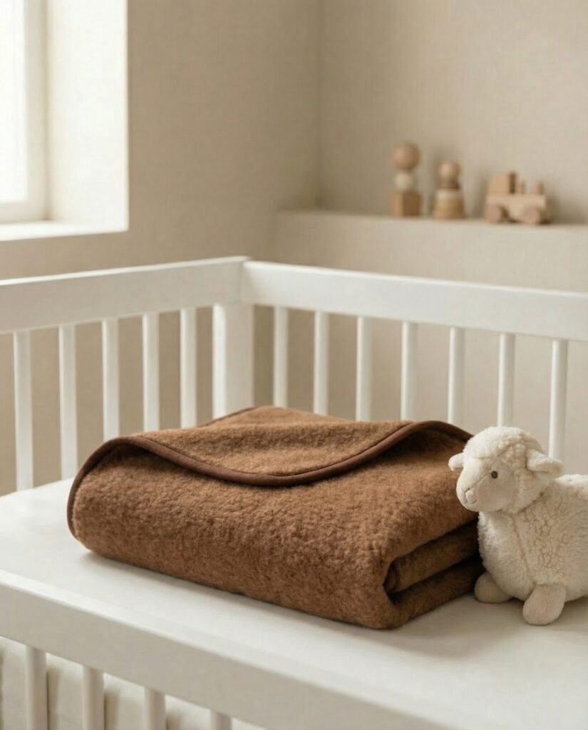 Lasten kevyt kameli- ja merinovillapeitto-pledi, WoolLando