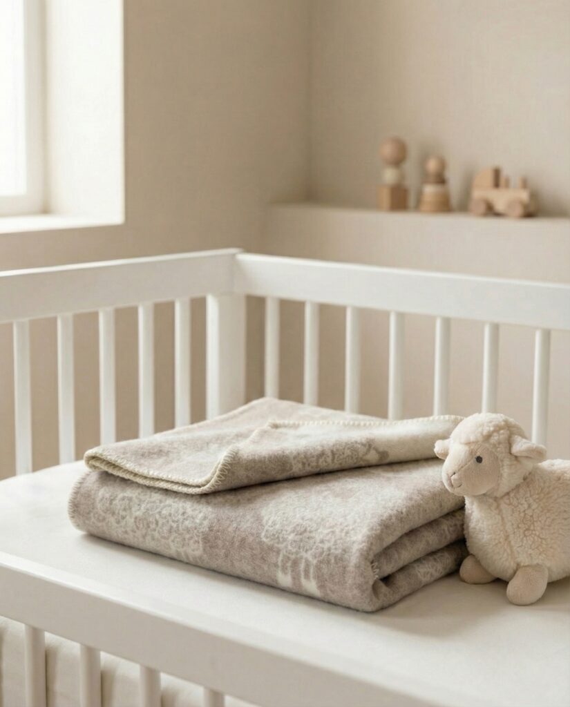 Lasten kermainen villainen peitto LITTLE SHEEP