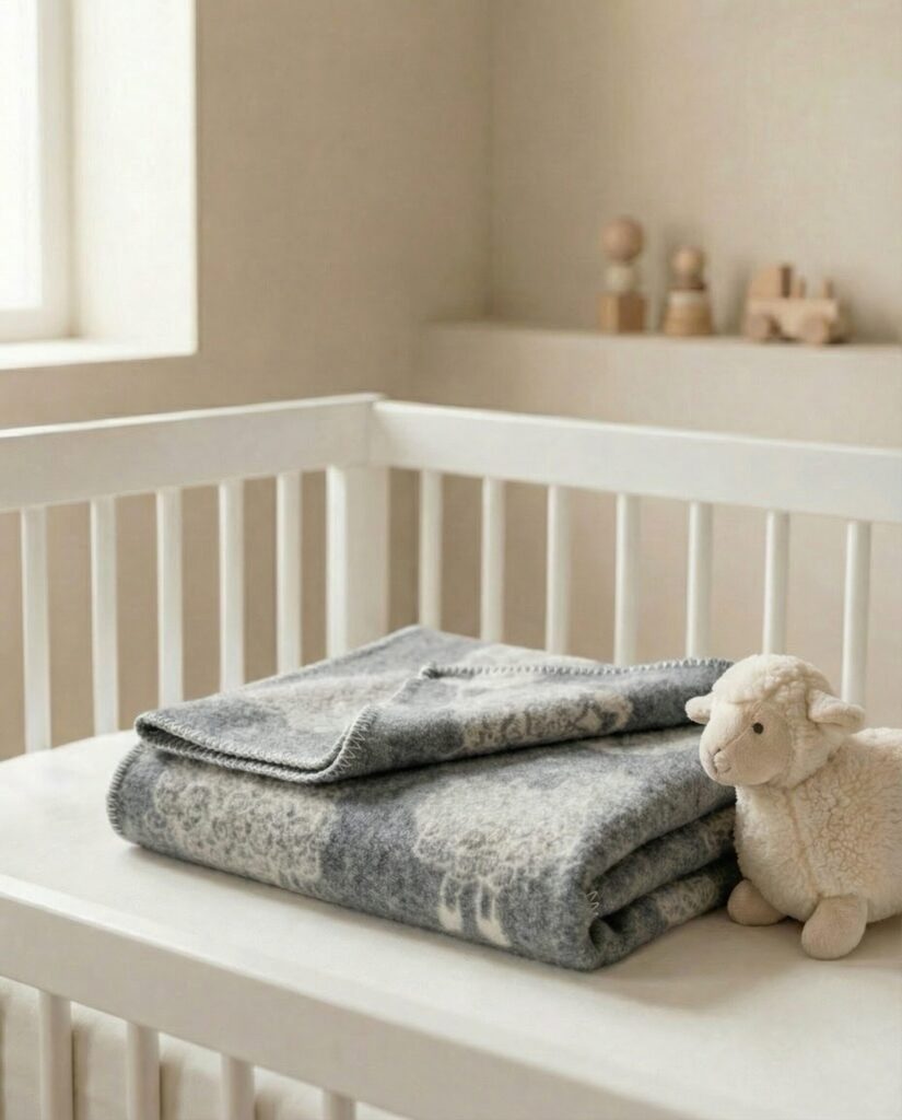 Lasten harmaa villainen peitto LITTLE SHEEP