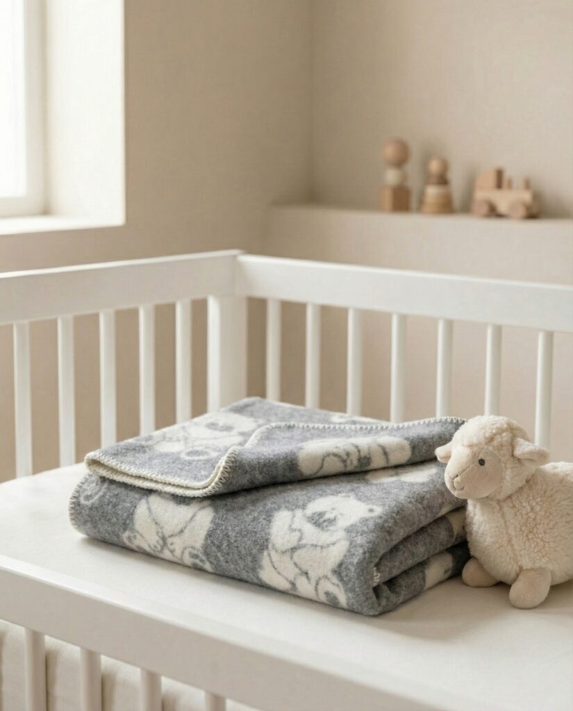 Lasten harmaa villainen peitto TEDDY BEAR