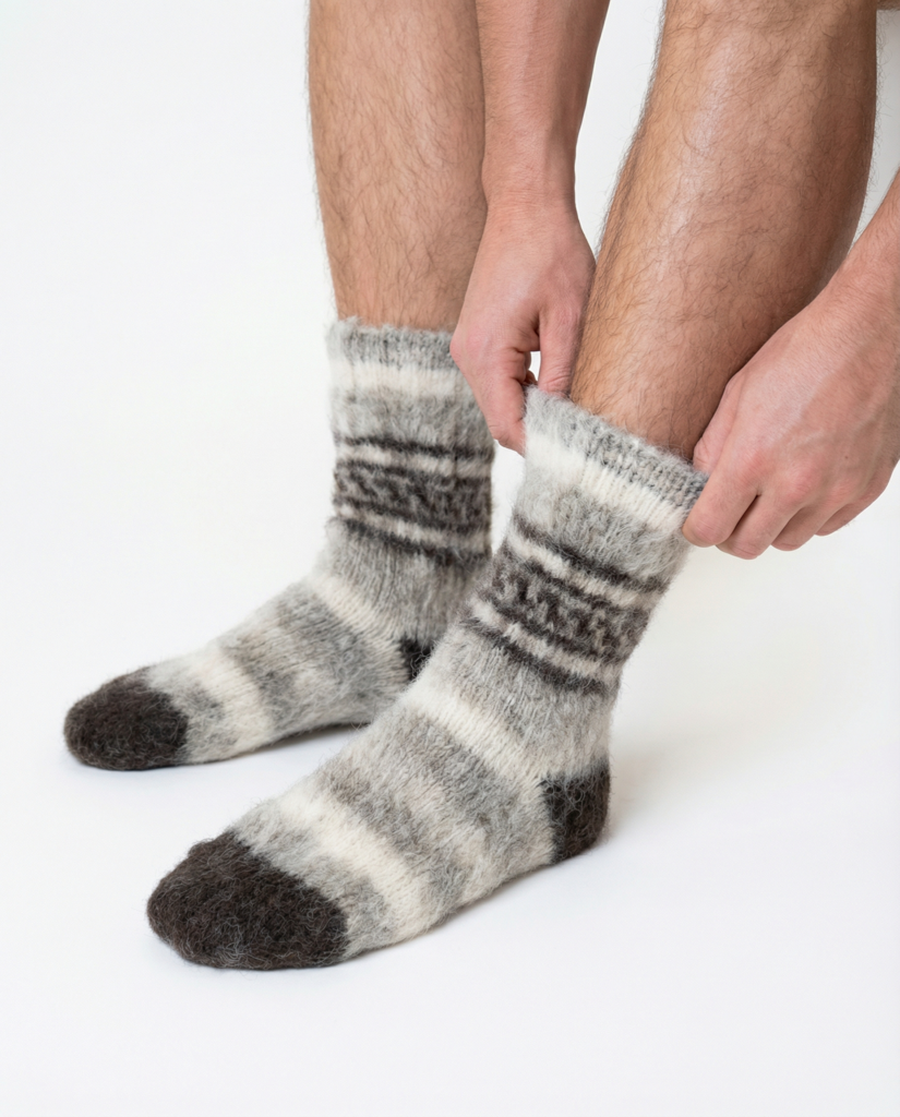 Huovutetut 100% siperianhuskyn koiranvillasukat, monivärinen, WoolLando