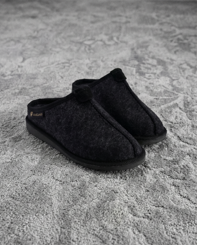 Miesten mustat huopatossut CARBON, WoolLando