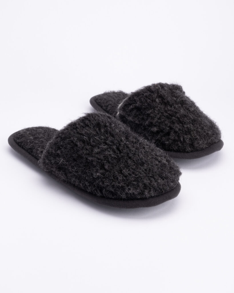 Merinovillaiset tossut BLACK, WoolLando