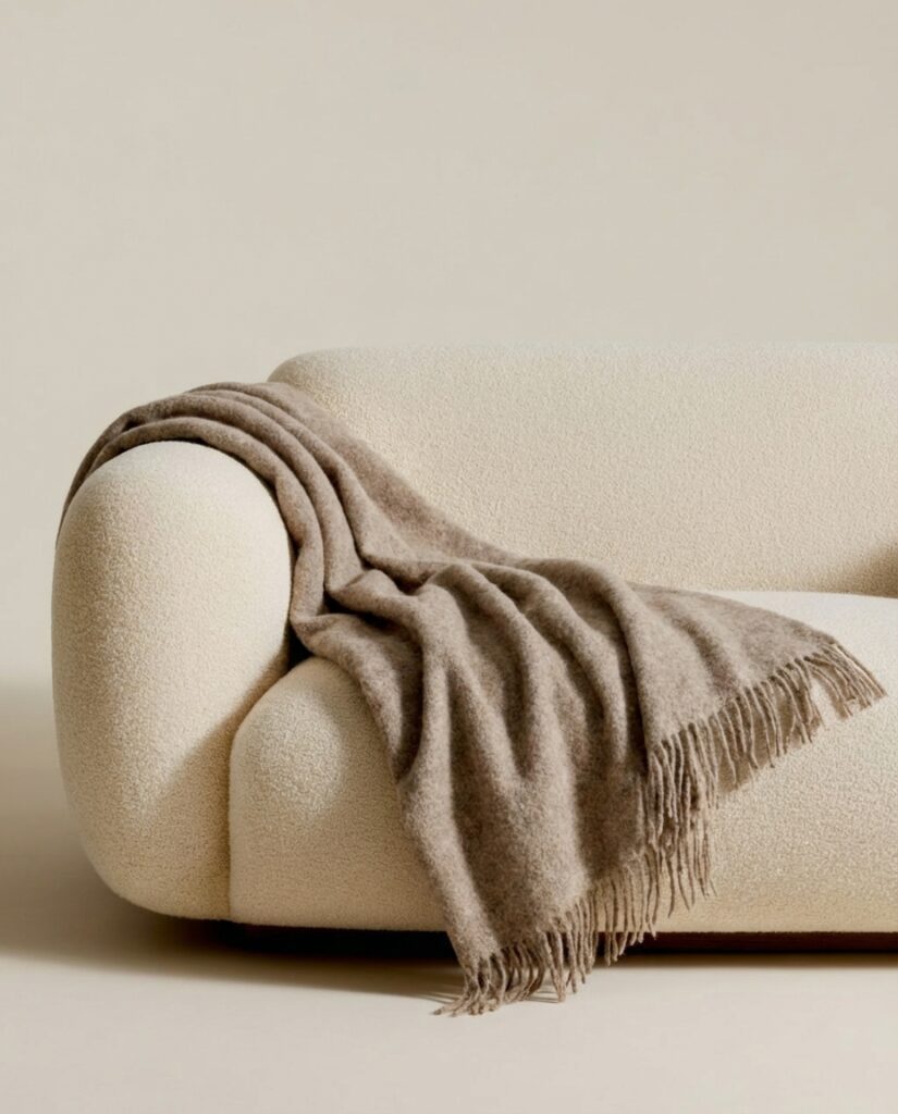 Uuden-Seelannin lampaanvillainen peitto LIGHT BROWN, WoolLando