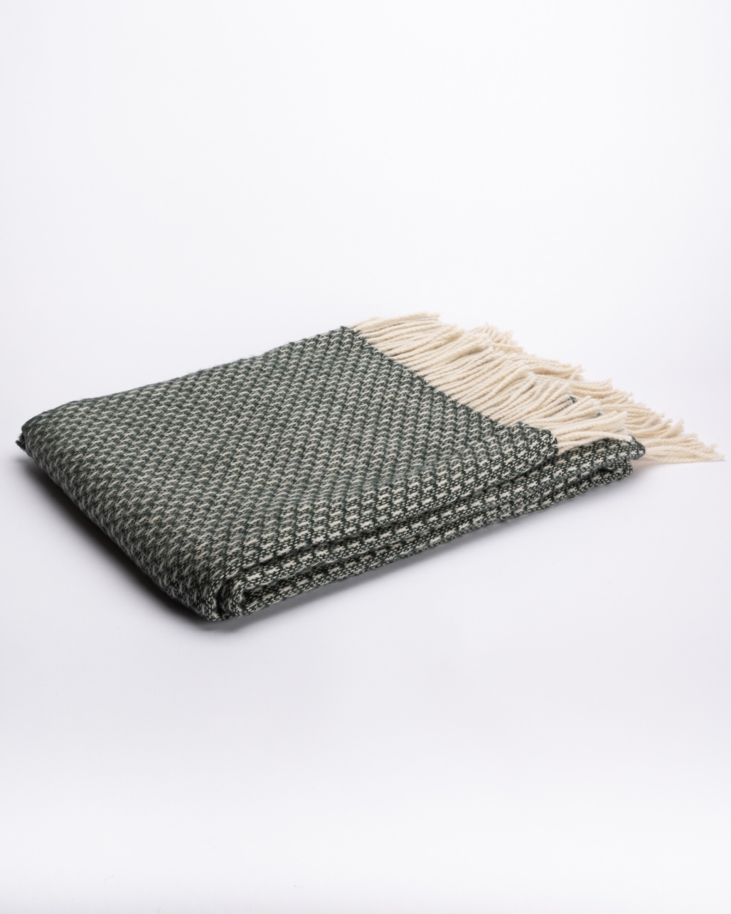 Uuden-Seelannin lampaanvillainen peitto PATTERNED GREEN, WoolLando