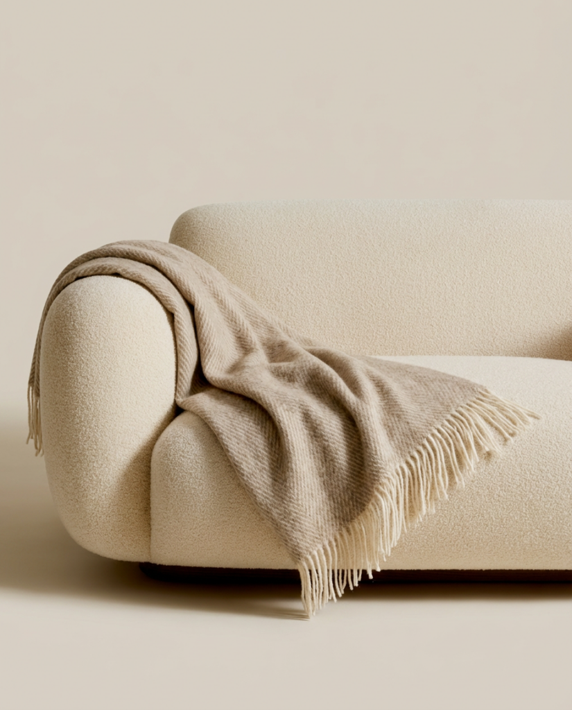 Uuden-Seelannin lampaanvillainen peitto STRIPED BROWN, WoolLando