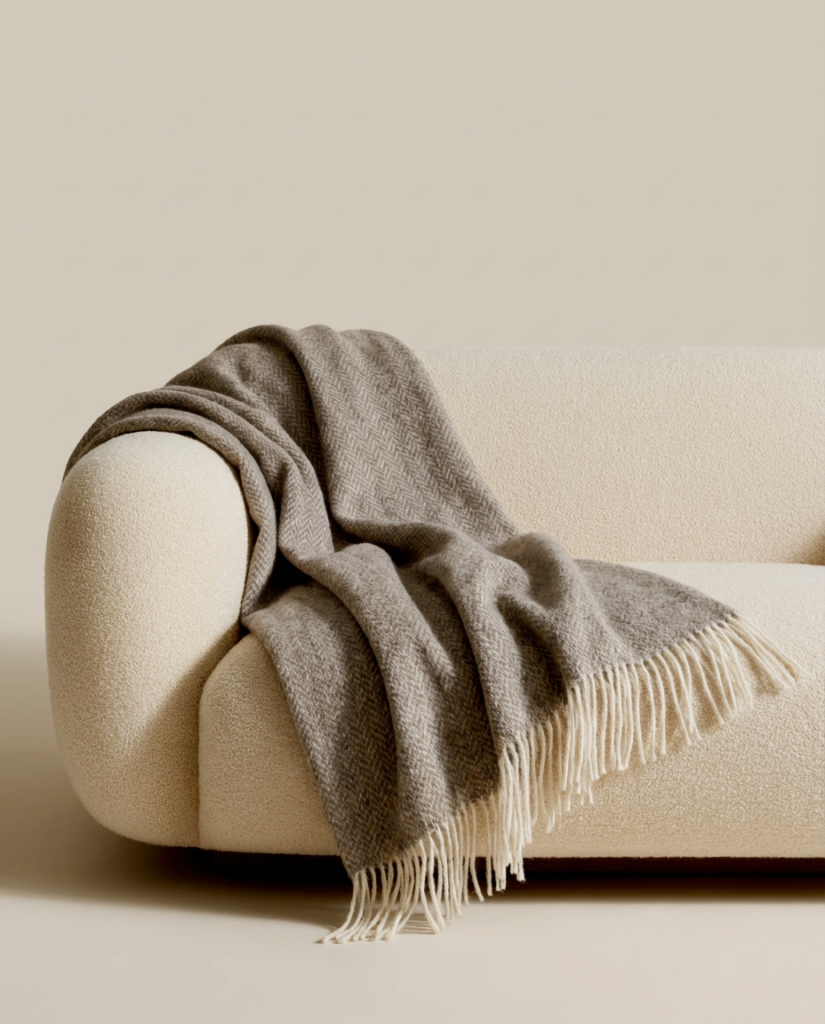 Uuden-Seelannin lampaanvillapeitto HERRINGBONE, WoolLando