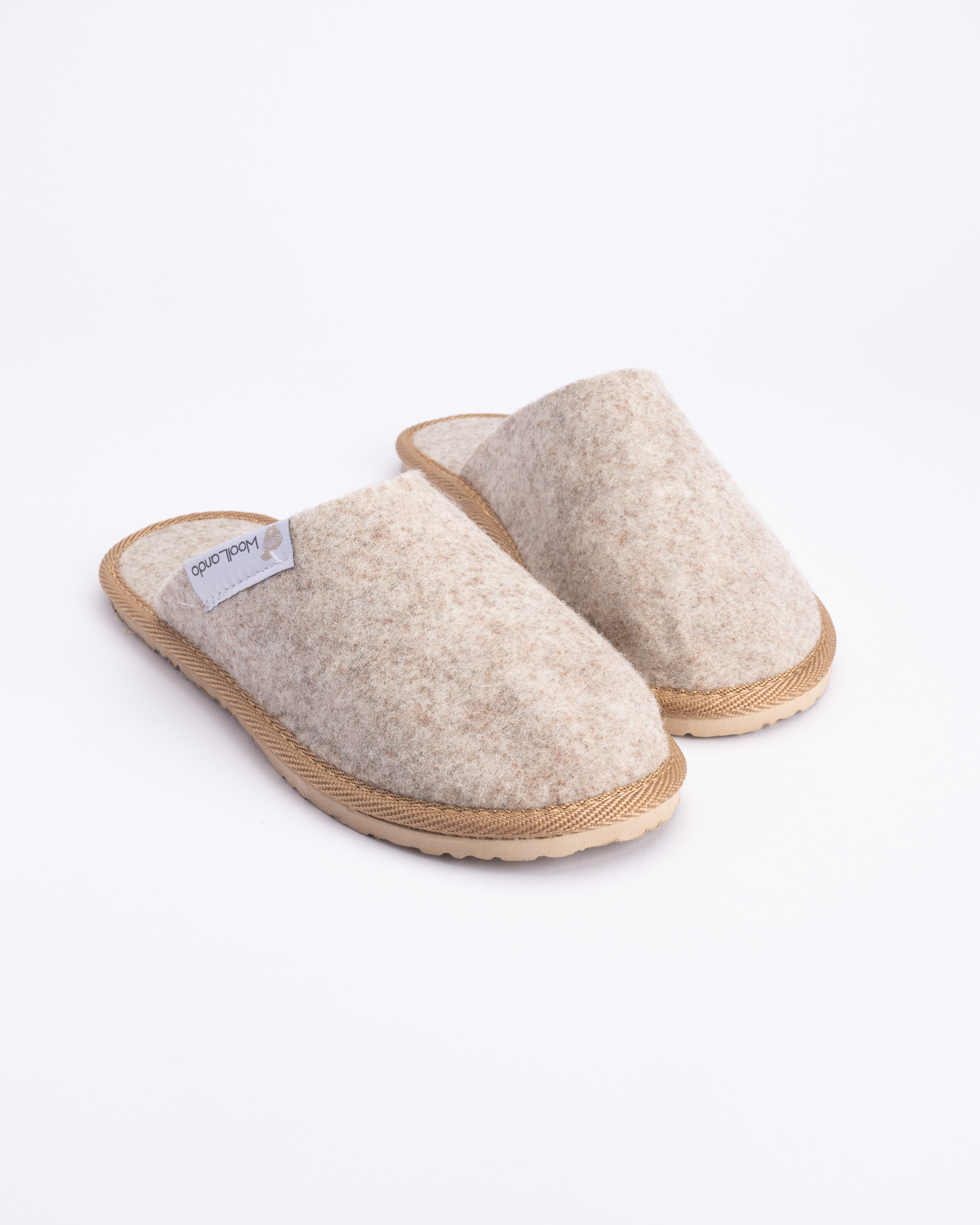 Beige huovutetut huopatossut BEIGE, WoolLando