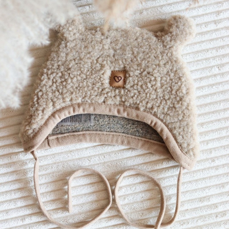 Lasten ruskea karitsan villalakki korvilla – Zaffiro