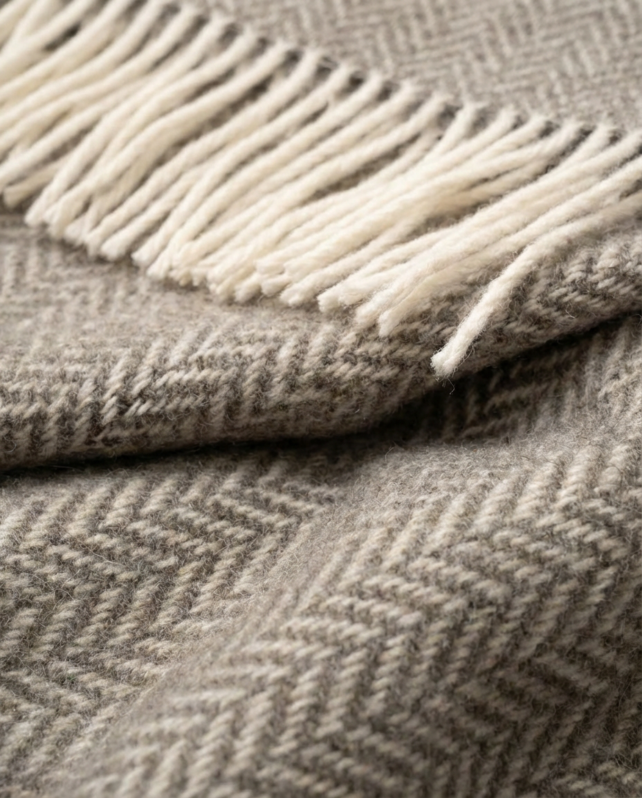 Uuden-Seelannin lampaanvillapeitto HERRINGBONE, WoolLando