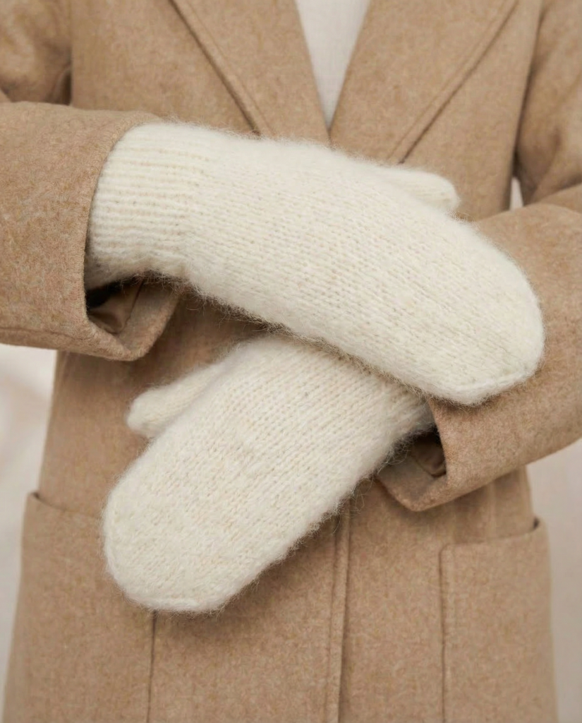 Naisten valkoiset angoravillapatkot LUNA, WoolLando