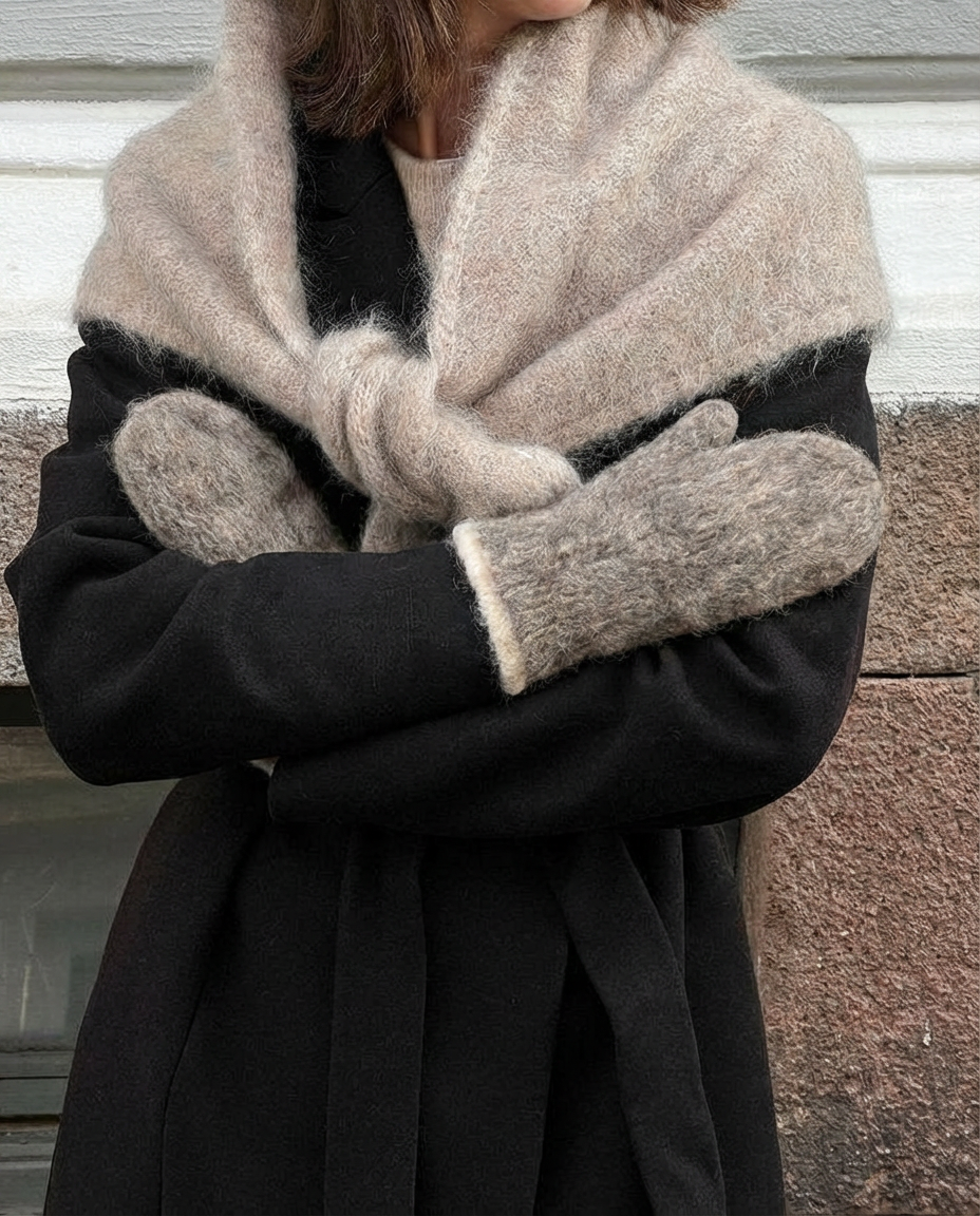 Ruskeat 100% koiranvillaiset lappaset, unisex – WoolLando