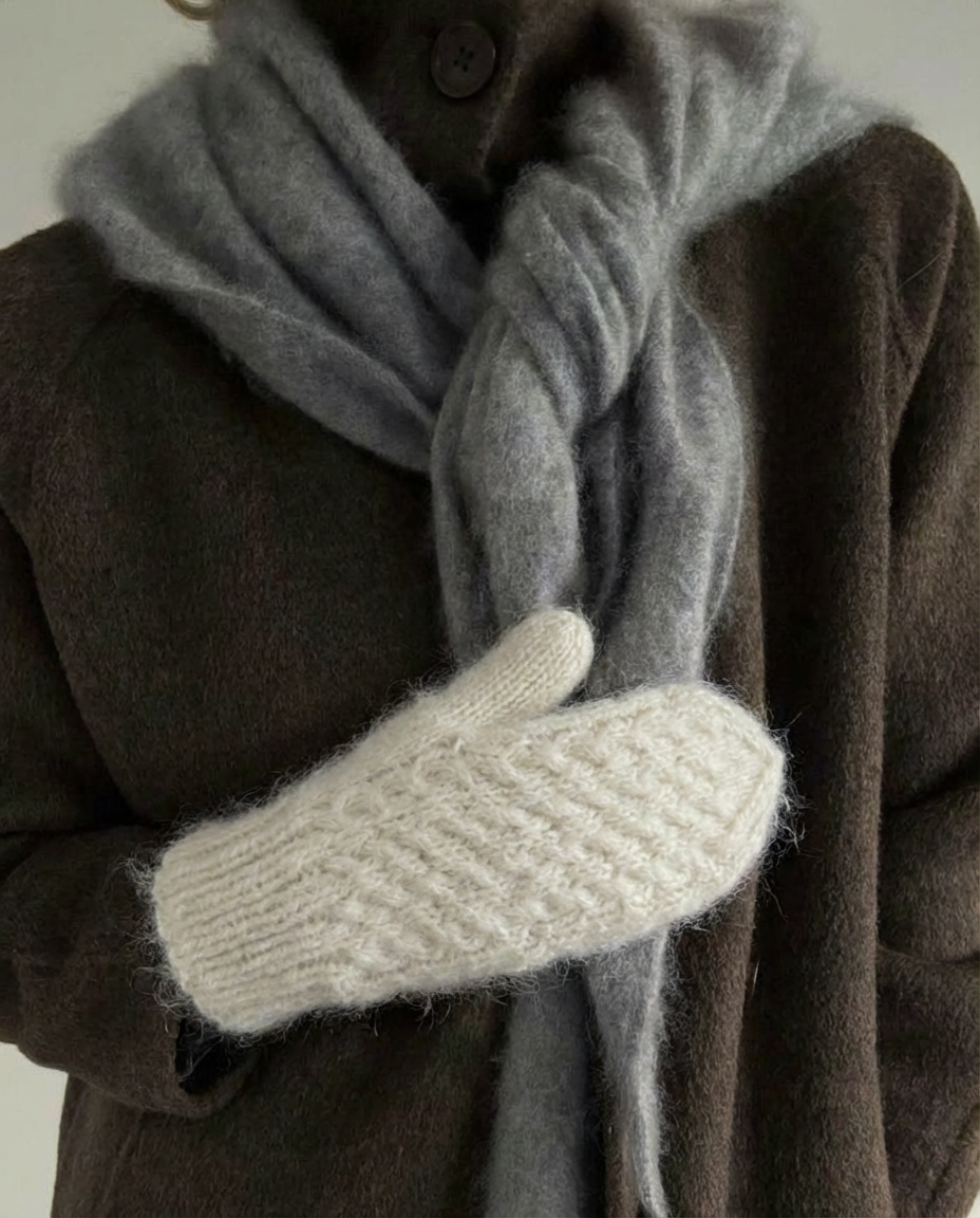 Naisten valkoiset angoravillapatkot ALBA, WoolLando