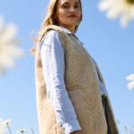 Merinovillainen kermainen liivi VILĖ "unisex", WoolLando