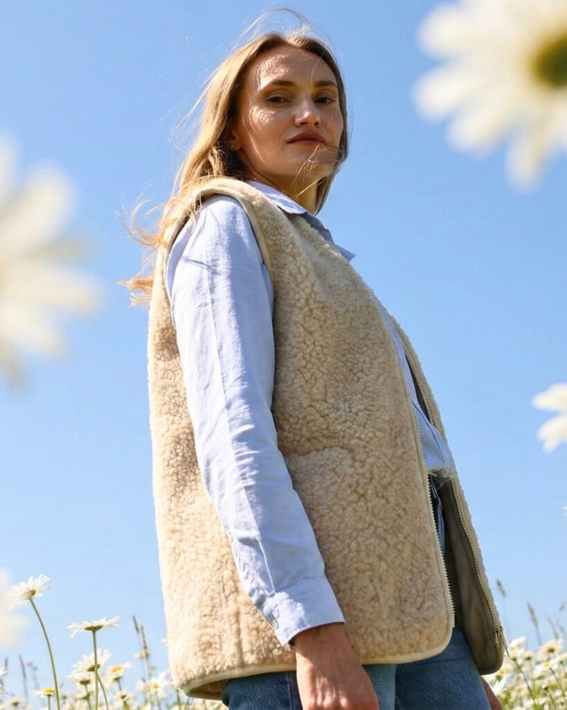 Merinovillainen kermainen liivi VILĖ 