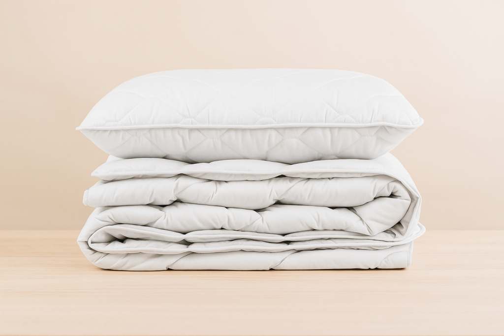 Allergiaystävällinen monikäyttöinen puuvillainen peitto- ja tyynysetti CLASSIC 350 g/m²