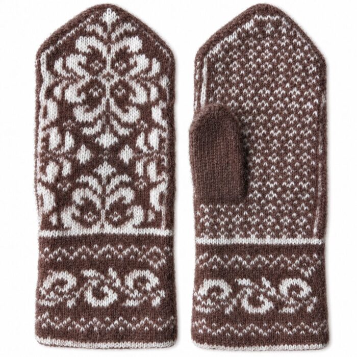 Naisten merinovillalapaset BROWN SNOWFLAKE, WoolLando