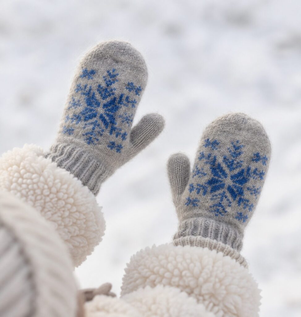 Lasten villapatkot BLUE SNOWFLAKES, WoolLando